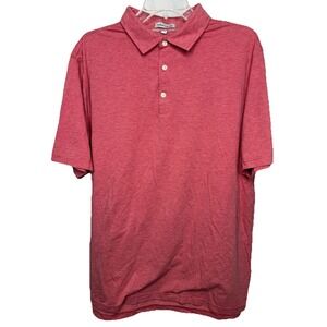 Peter Millar Polo Shirt‎ Men's XL Red White Stripe Pima Cotton Silk Blend
